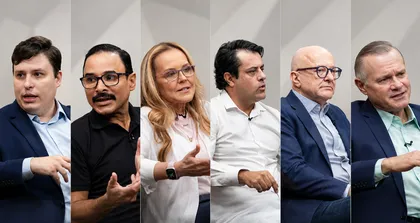 Da esquerda para a direita: Maurício Coelho, Sargento Laudicério Machado, Natasha Slhessarenko, Rafaell Milas, Otaviano Pivetta e Wellington Fagundes.