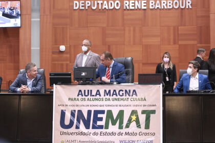Aula Magna do Governador Mauro Mendes aos alunos do polo da UNEMAT-Cuiabá