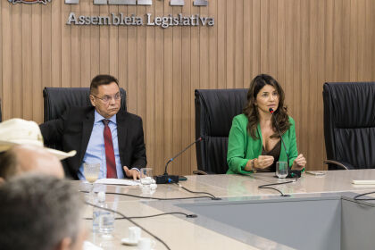 O presidente da Assembleia, deputado Eduardo Botelho, recebeu a defensora Maria Luziane durante reunião no Colégio de Líderes