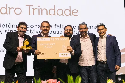Leandro Trindade, vencedor do 1º lugar da categoria Telejornalismo.Foto: MARCOS LOPES/ALMT