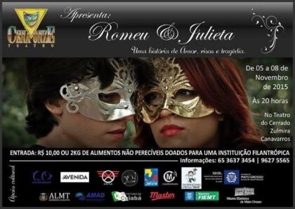  “Romeu e Julieta” fica em cartaz até domingo no Teatro Zulmira Canavarros